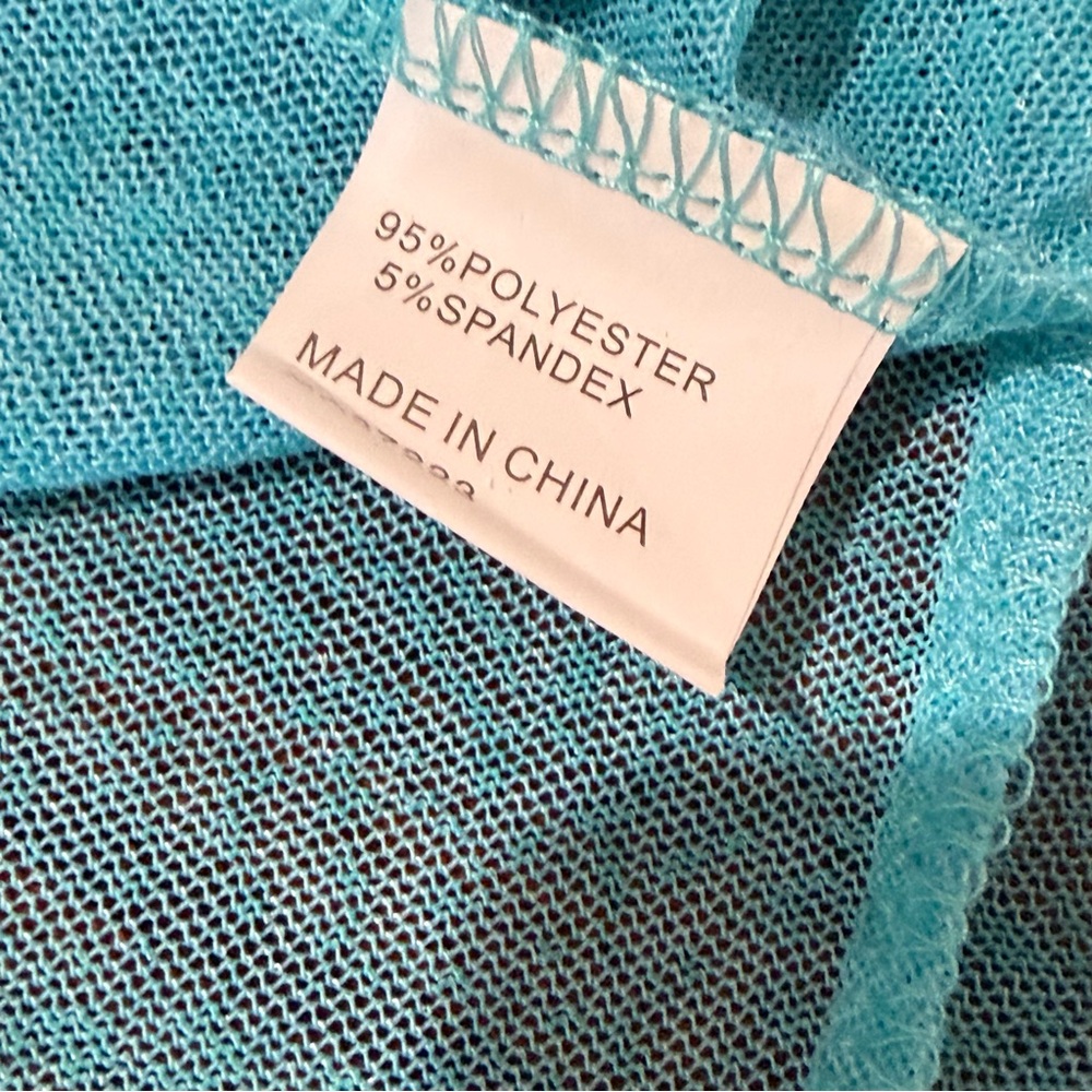 Elegant Sheer Turquoise Poncho - Picture 5 of 5